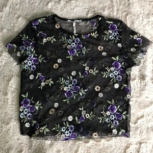 Mesh Floral Crop Top